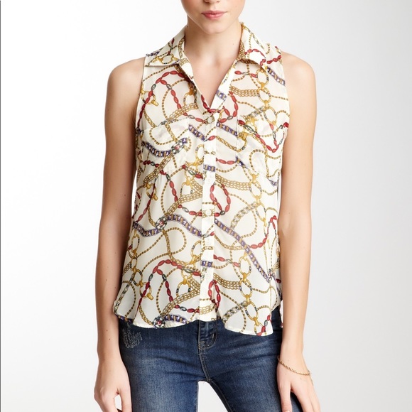Lush Tops - LUSH Chain Print sleeveless Blouse